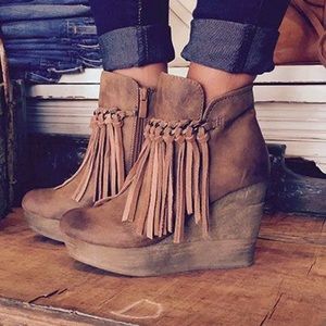 Sbicca Fringe Bootie Wedge